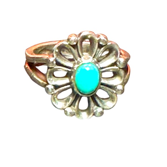 Rare & Retired James Avery ring turquoise sterling silver De Flores 7 - Picture 2 of 6